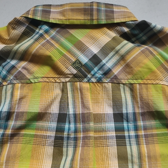 LG prAna Breathe Men’s Organic Cotton Blend Plaid S/S Shirt - Picture 7 of 9